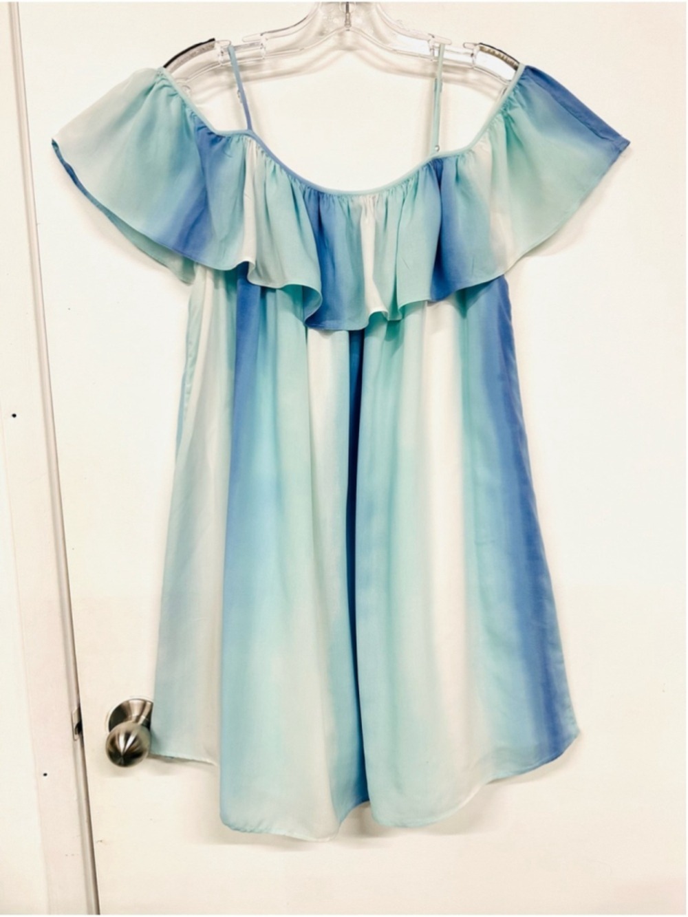 Polo Ralph Lauren Ombre Sundress Blue Ruffle Dress 14 Coastal Summer Beachy